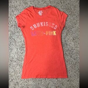Victoria’s Secret LOVE Pink Pinky Orange Short Sleeve T-Shirt Top Vintage Y2K